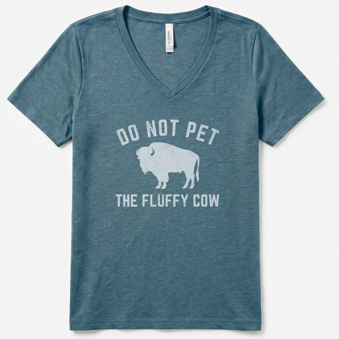 Fluffy Cow V-Neck Heather - women's relaxed v-neck tee in Heather Slate from Summit Soul