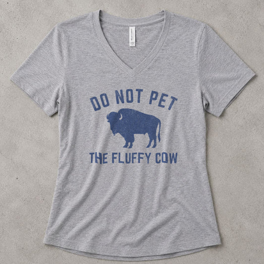 Fluffy Cow V-Neck Heather - women's relaxed v-neck tee in Athletic Heather from Summit Soul