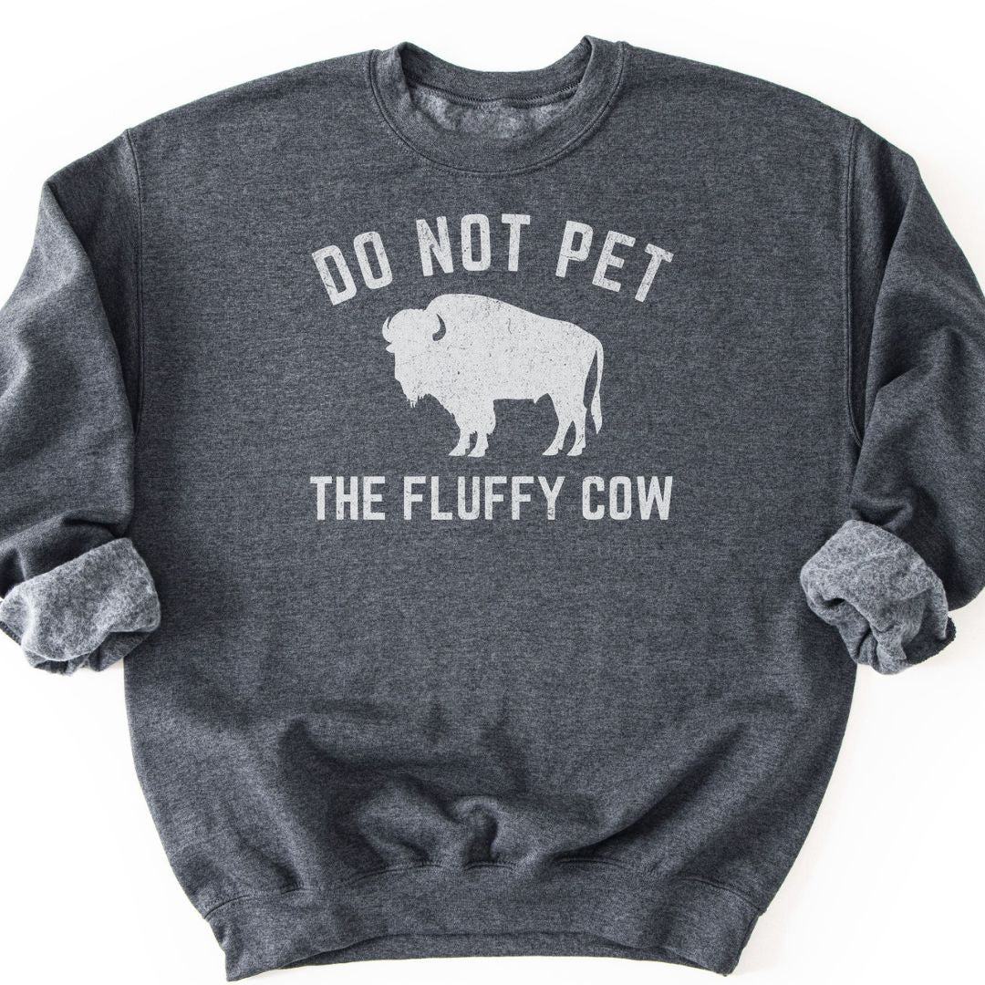 Fluffy Cow Sweatshirt - Dark Heather