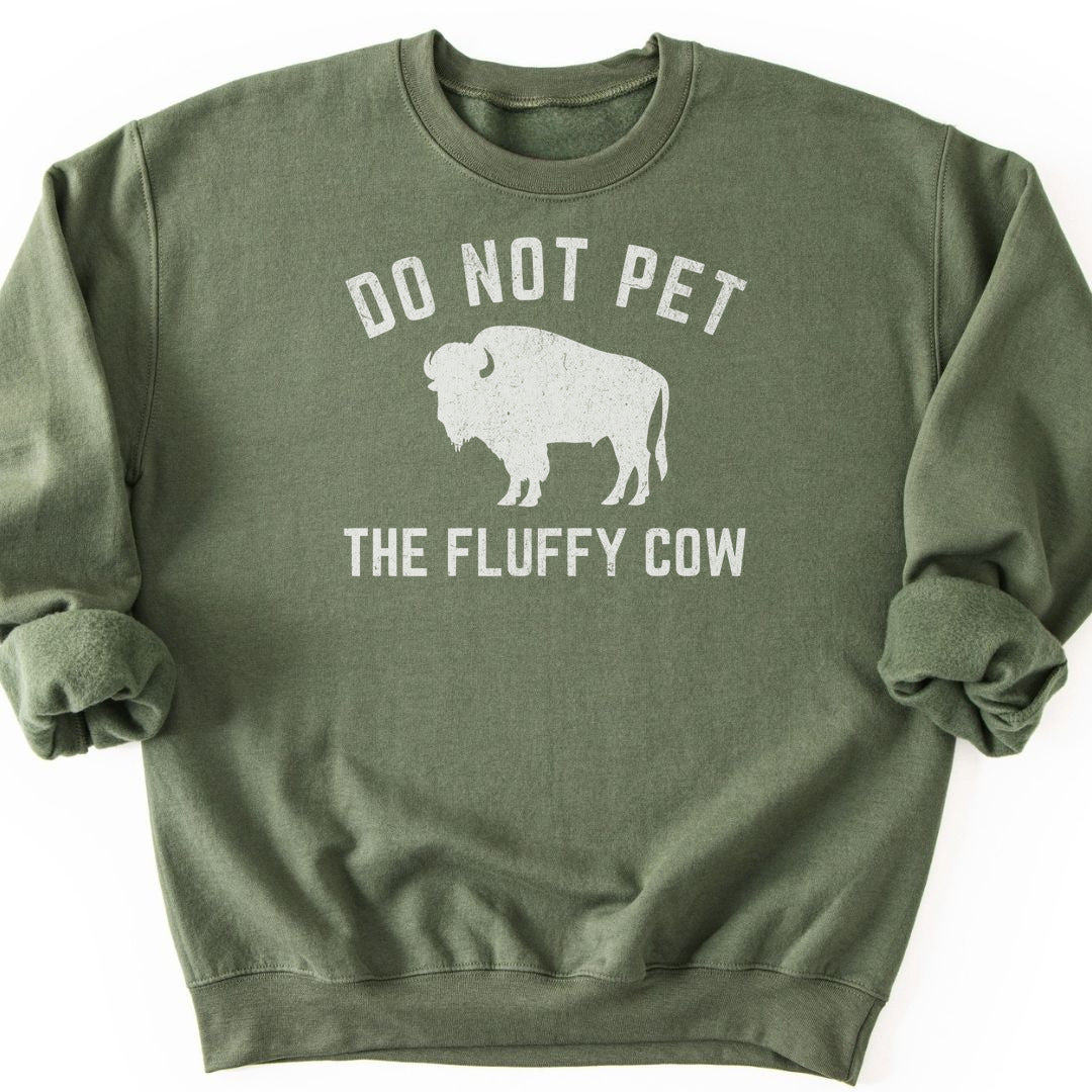 Fluffy Cow Sweatshirt - Military Green