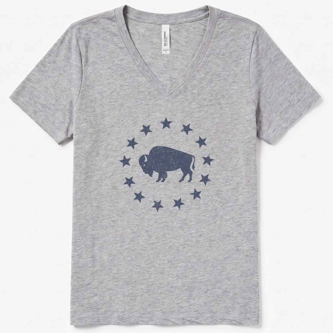 American Plains V-Neck Heather - women's relaxed v-neck tee in Athletic Heather from Summit Soul
