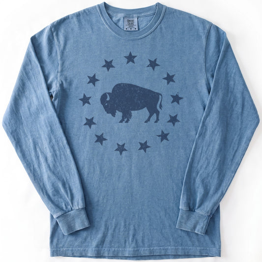 American Plains Premium LS - Comfort Colors garment-dyed long sleeve in Blue Jean from Summit Soul