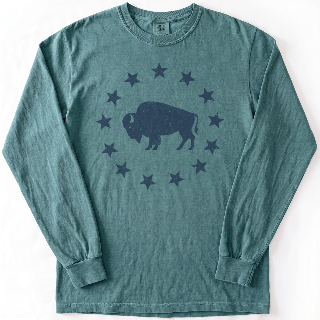American Plains Premium LS - Comfort Colors garment-dyed long sleeve in Blue Spruce from Summit Soul