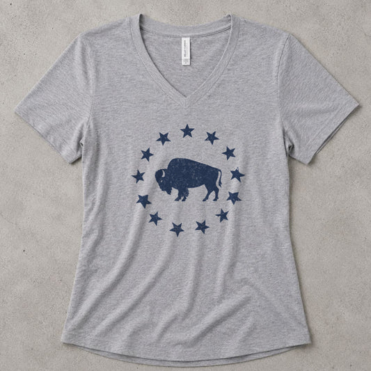 American Plains V-Neck Heather - women's relaxed v-neck tee in Athletic Heather from Summit Soul