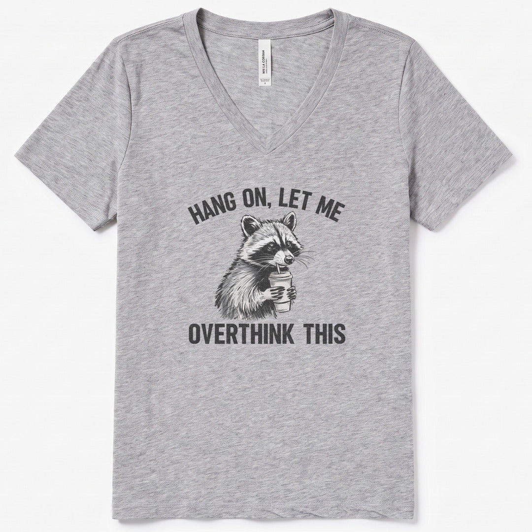 Overthinking Funny V-Neck Heather - women's relaxed v-neck tee in Athletic Heather from Summit Soul