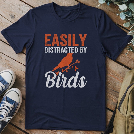 T-Shirt Navy / S Distracted By Birds Funny T-Shirt