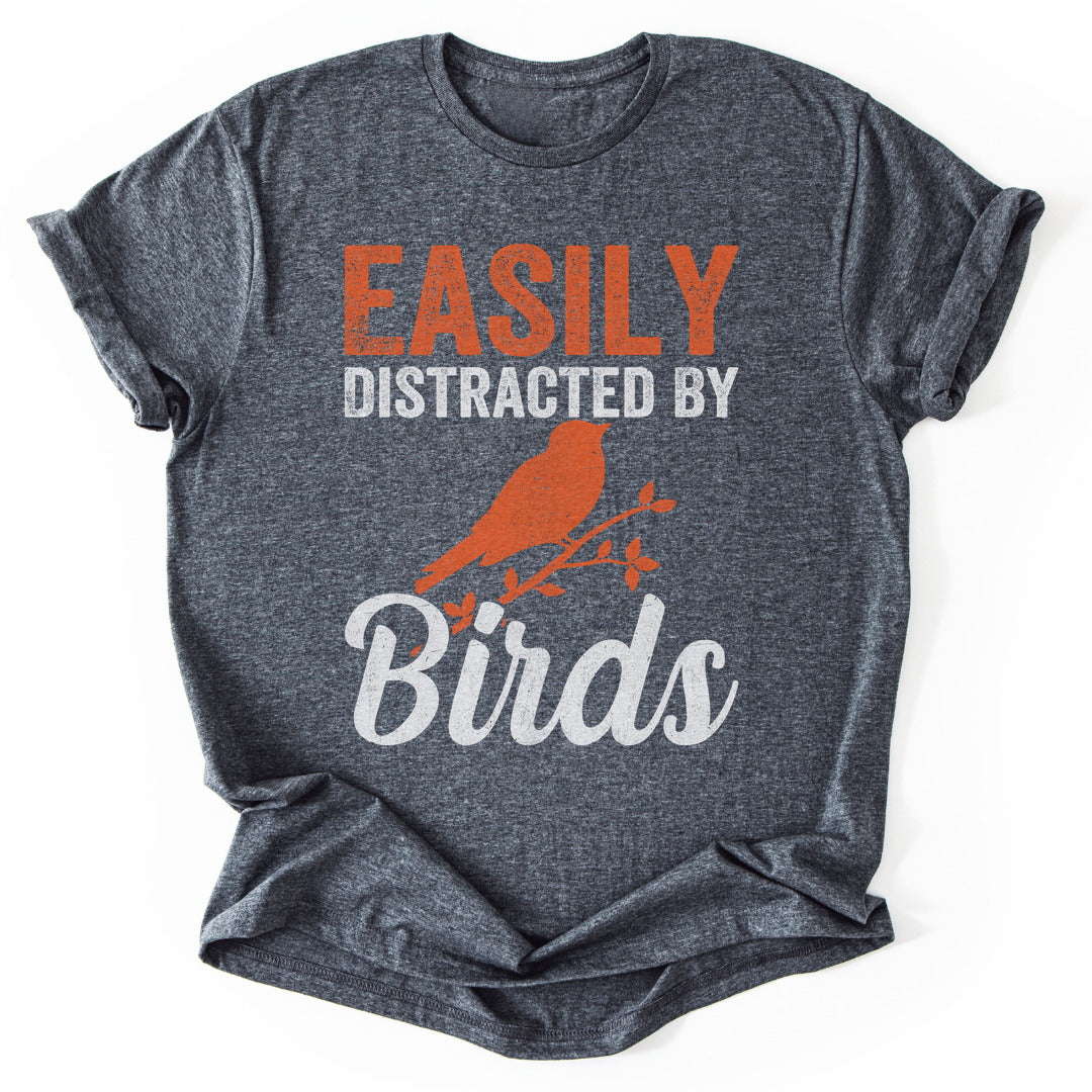 T-Shirt Dark Heather / S Distracted By Birds Funny T-Shirt