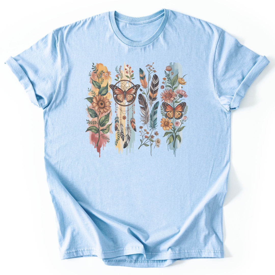 T-Shirt Light Blue / S Wings & Wildflowers T-Shirt