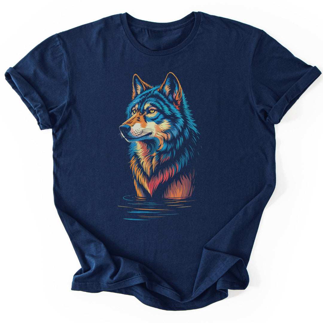 T-Shirt Navy / S Fire and Ice Wolf T-Shirt
