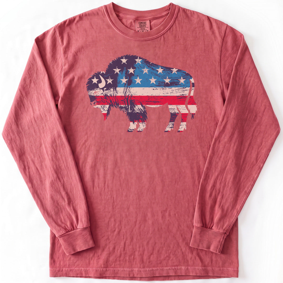 Roam Free, America Premium LS - Comfort Colors garment-dyed long sleeve in Crimson from Summit Soul