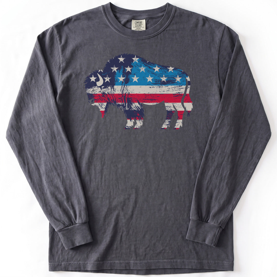 Roam Free, America Premium LS - Comfort Colors garment-dyed long sleeve in Graphite from Summit Soul