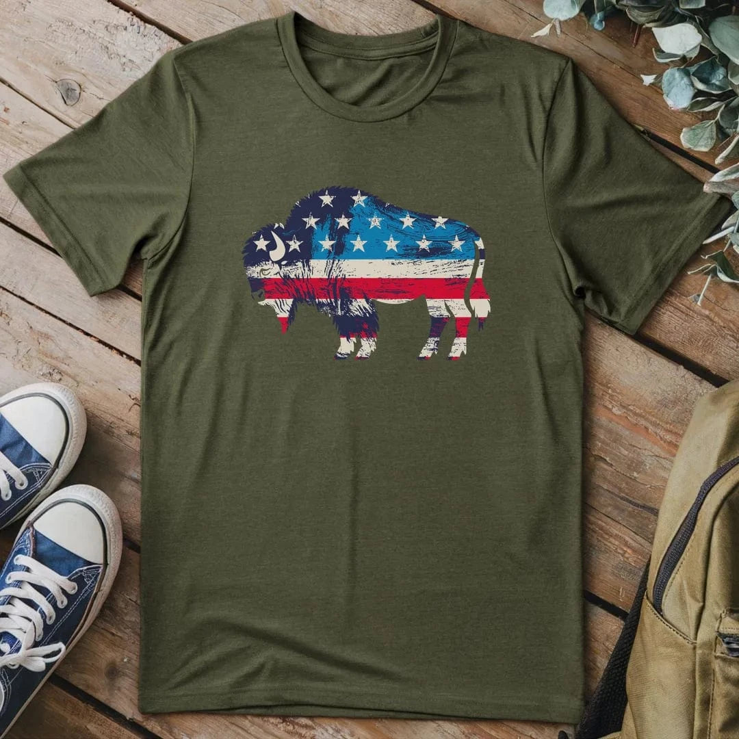 T-Shirt Military Green / S Roam Free, America T-Shirt
