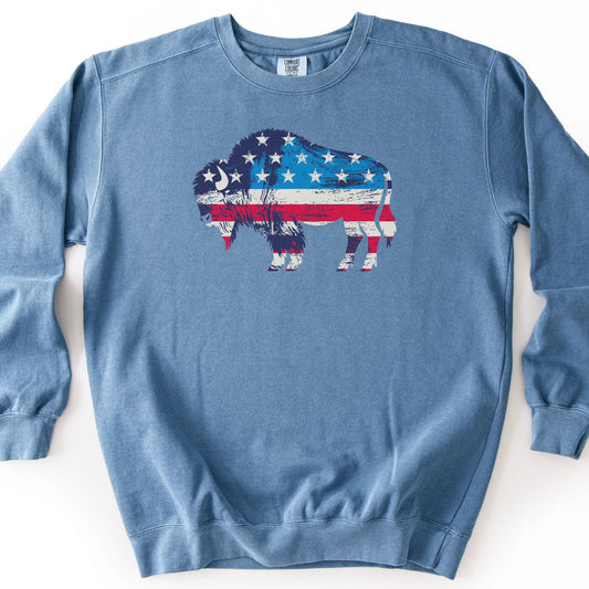 Roam Free, America Premium Sweatshirt - Blue Jean