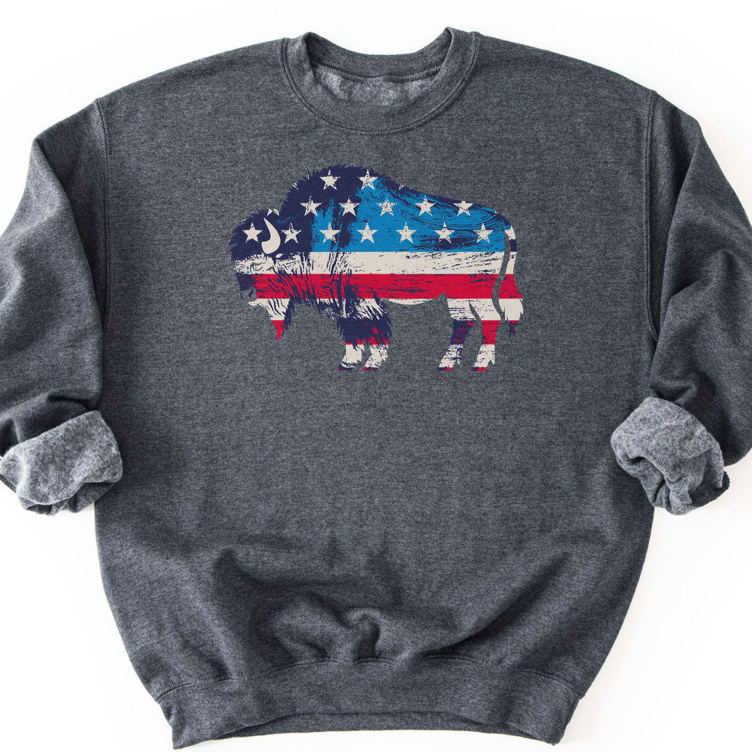 Roam Free, America Sweatshirt - Dark Heather