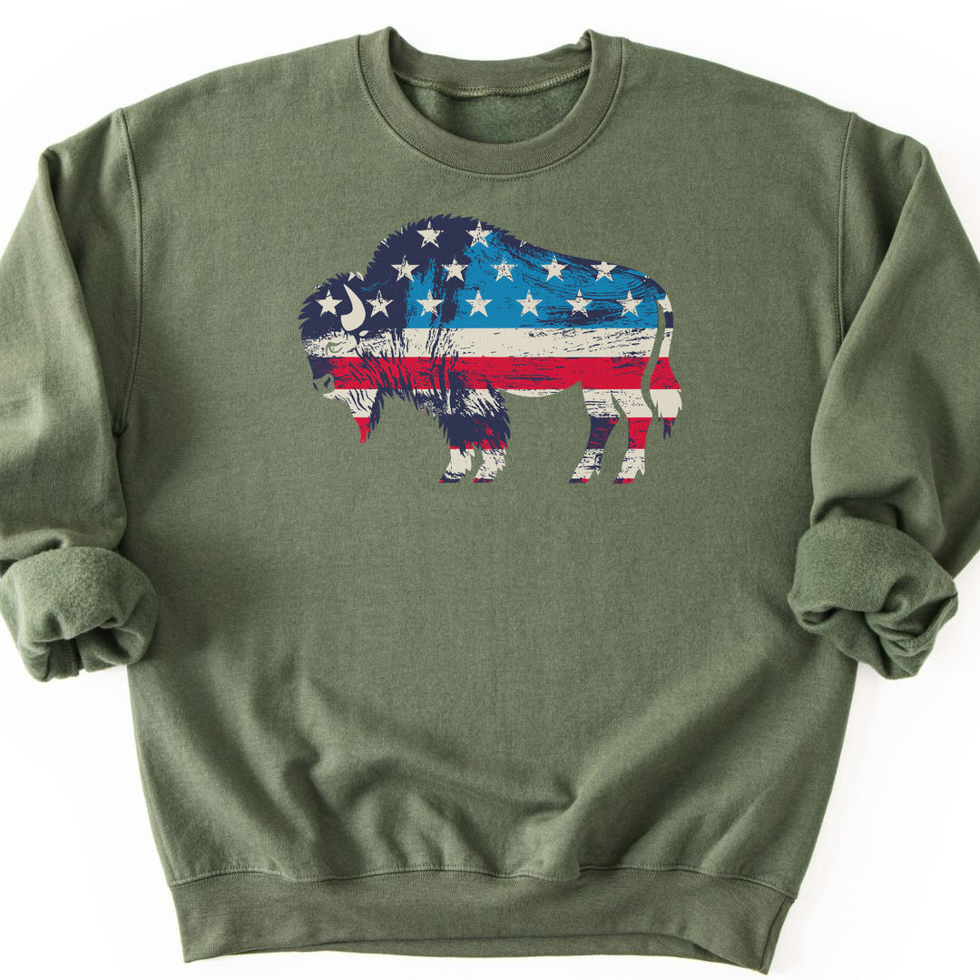 Roam Free, America Sweatshirt - Military Green