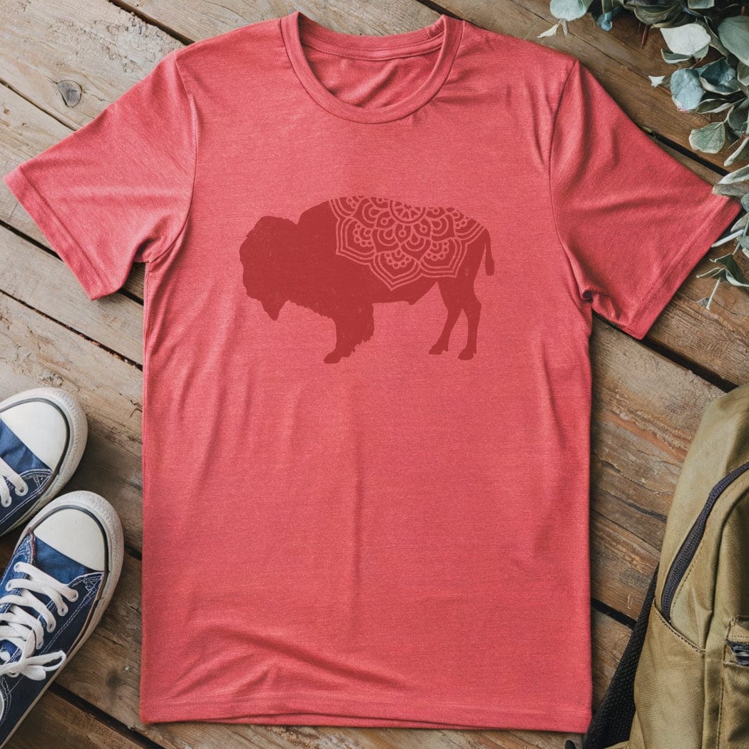 T-Shirt Heather Red / S Mandala Bison T-Shirt