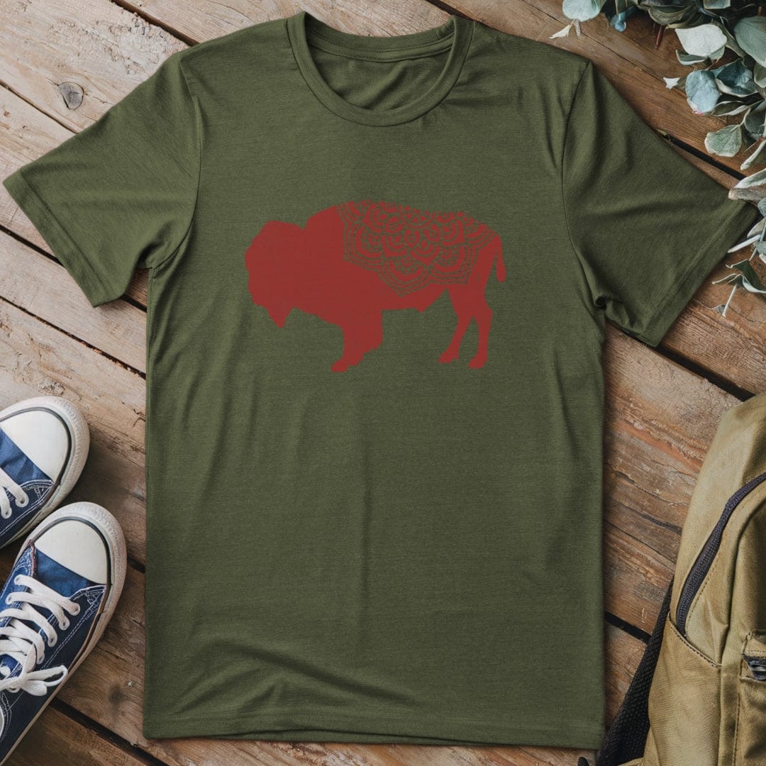 T-Shirt Military Green / S Mandala Bison T-Shirt