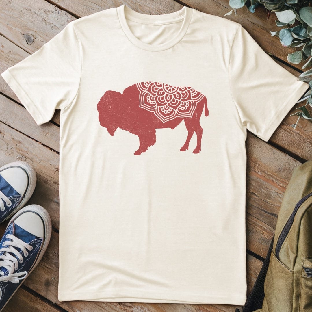 T-Shirt Natural / S Mandala Bison T-Shirt