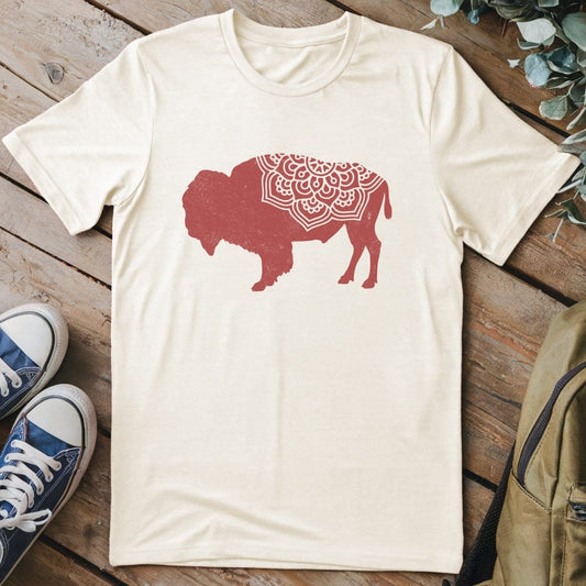 T-Shirt Natural / S Mandala Bison T-Shirt
