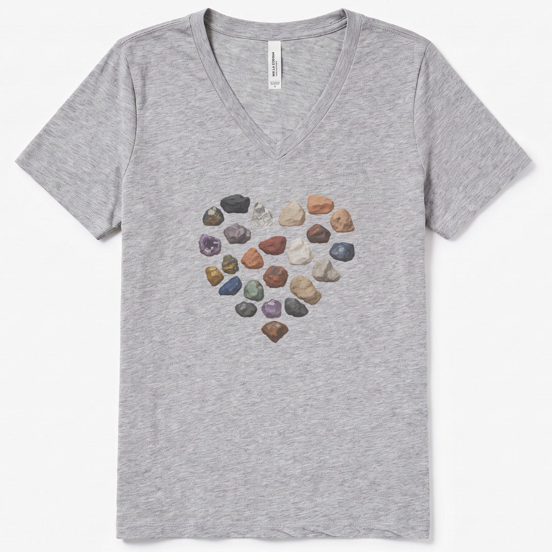 Rock Heart V-Neck Heather - women's relaxed v-neck tee in Athletic Heather from Summit Soul