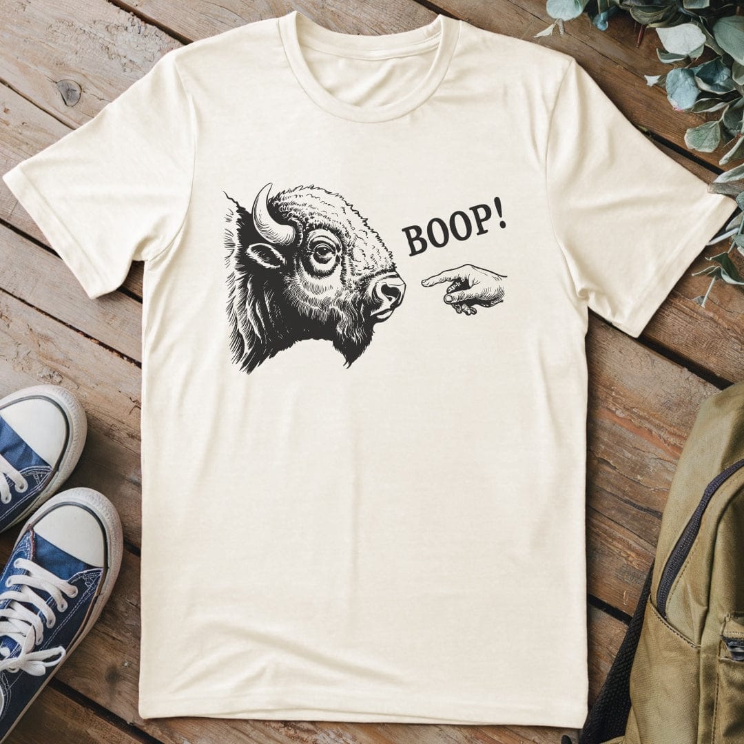 T-Shirt Natural / S Bison Boop Funny T-Shirt