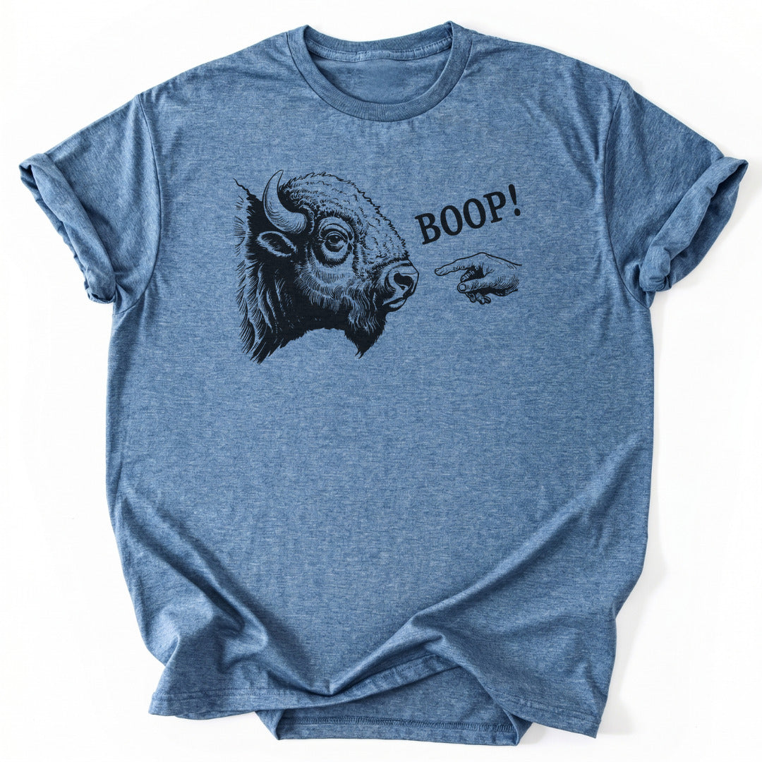 T-Shirt Heather Indigo / S Bison Boop Funny T-Shirt