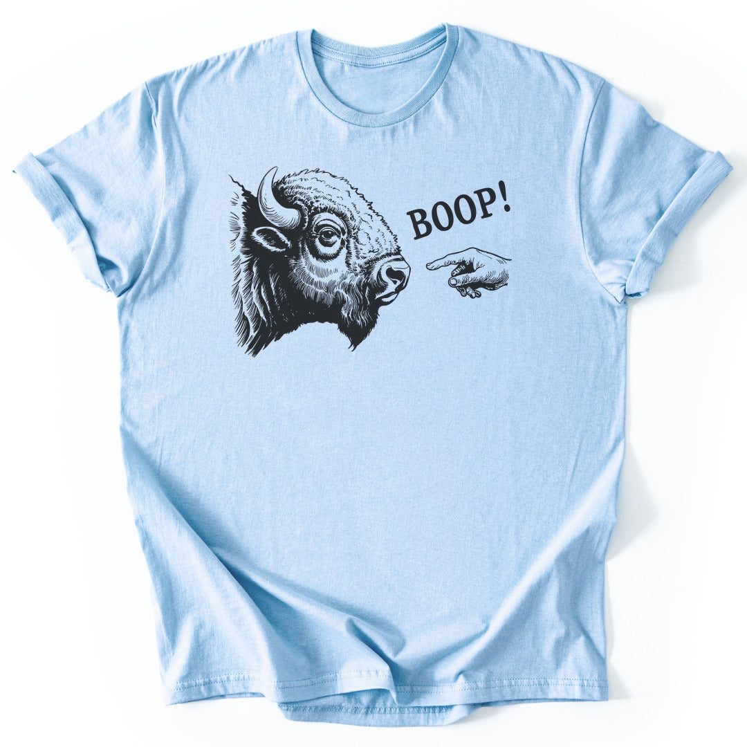 T-Shirt Light Blue / S Bison Boop Funny T-Shirt