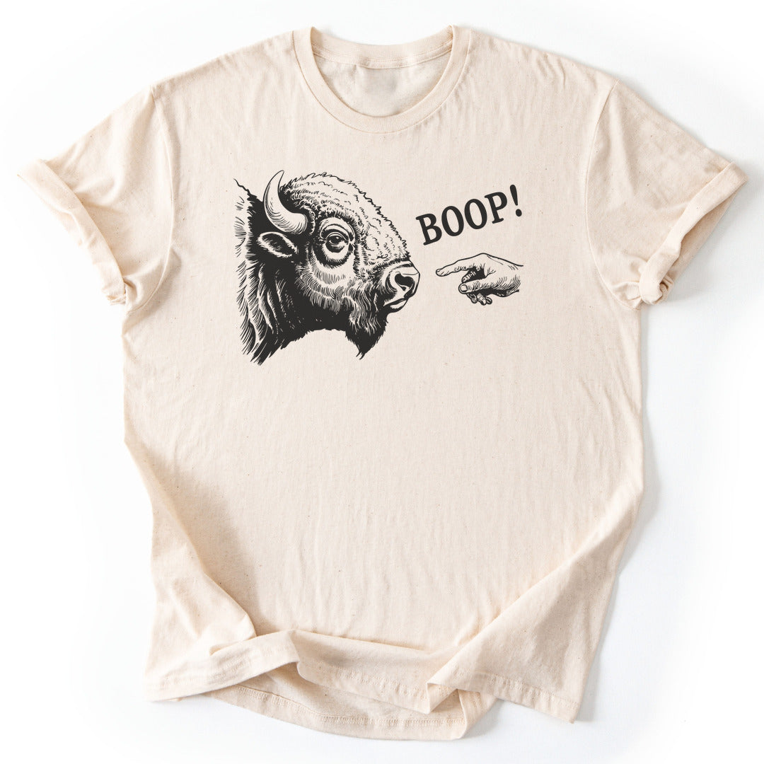 T-Shirt Natural / S Bison Boop Funny T-Shirt