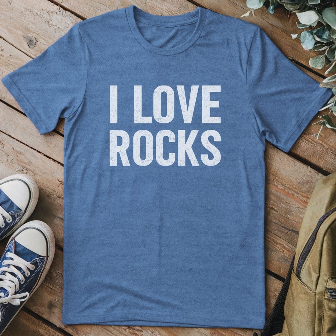 T-Shirt Heather Indigo / S I LOVE Rocks T-Shirt