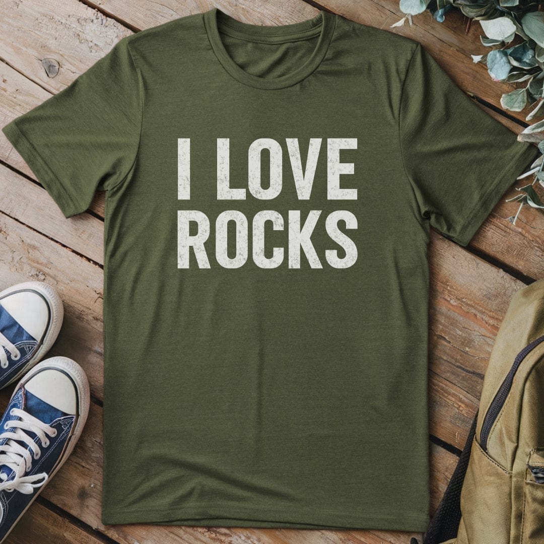 T-Shirt Military Green / S I LOVE Rocks T-Shirt