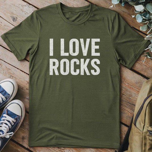 T-Shirt Military Green / S I LOVE Rocks T-Shirt