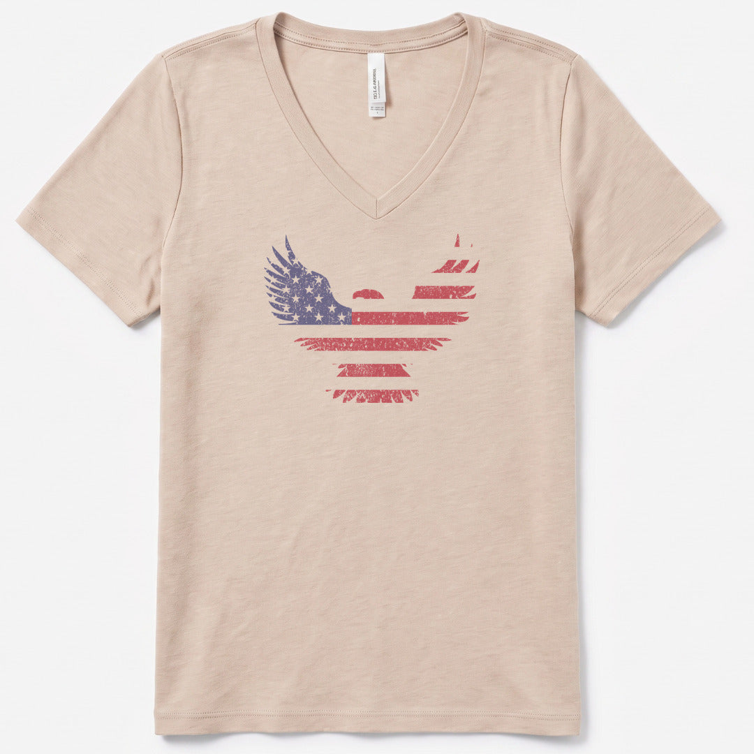 American Eagle V-Neck Heather - women's relaxed v-neck tee in Heather Dust from Summit Soul