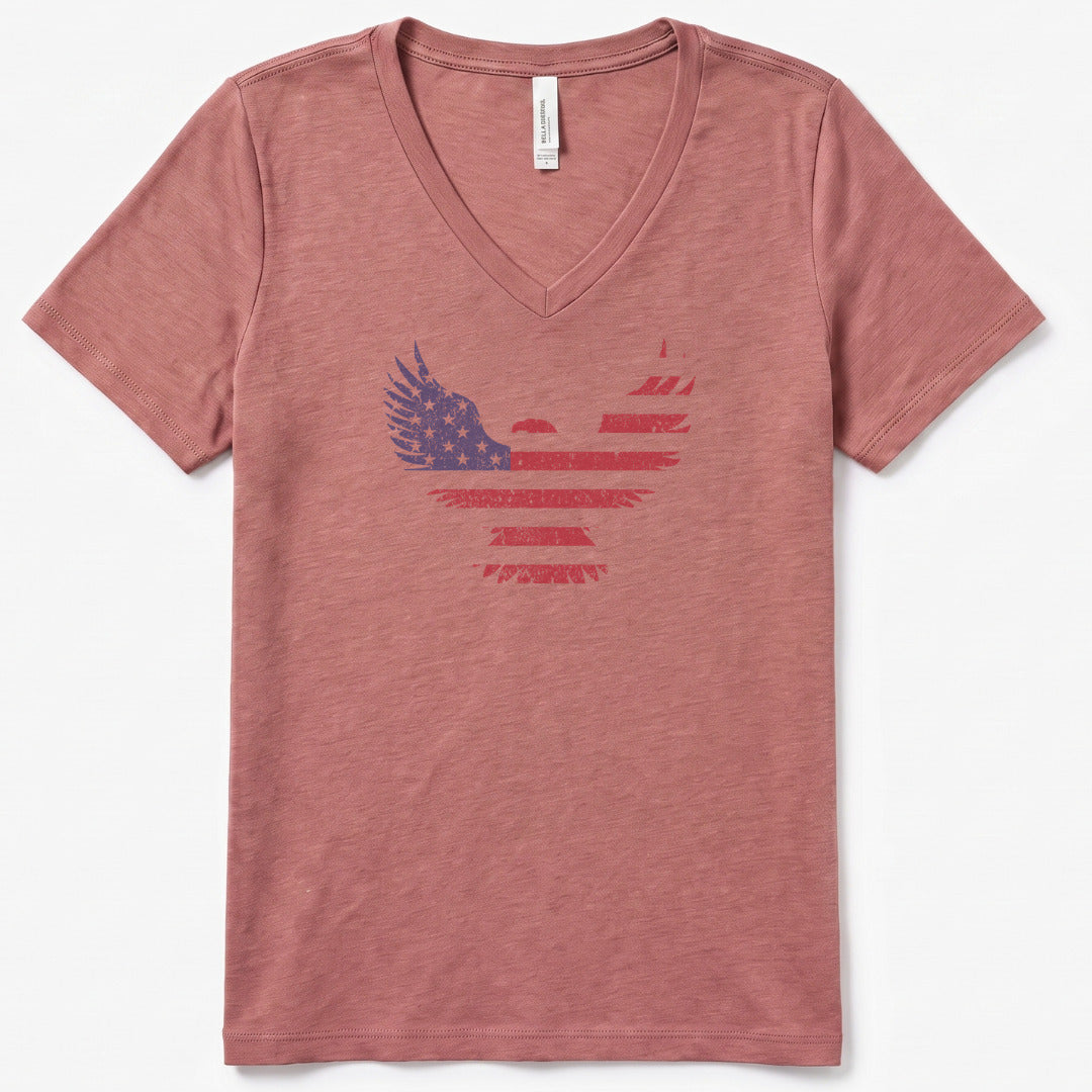 American Eagle V-Neck Heather - women's relaxed v-neck tee in Heather Mauve from Summit Soul