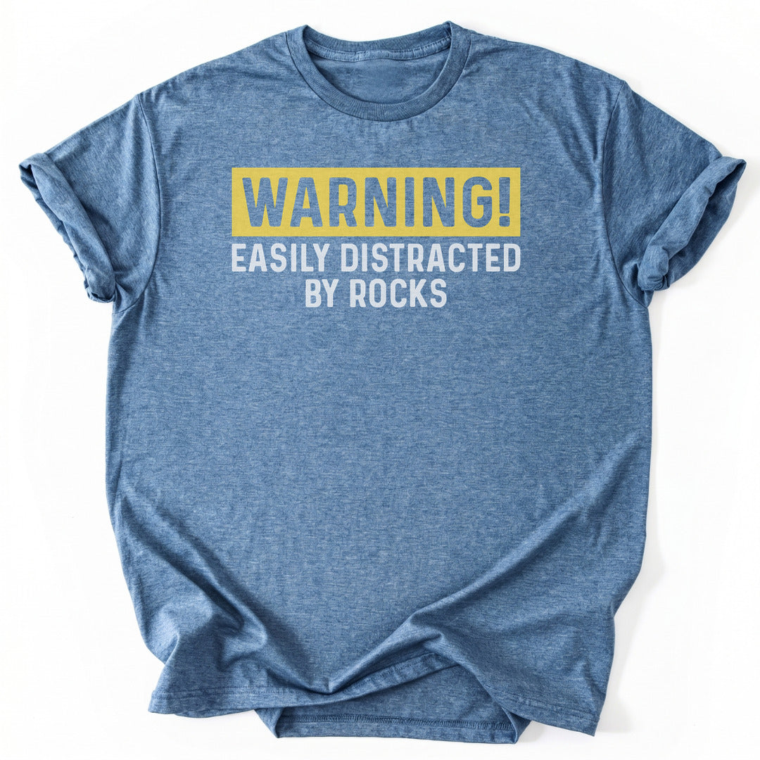 T-Shirt Heather Indigo / S Warning Distracted By Rocks T-Shirt