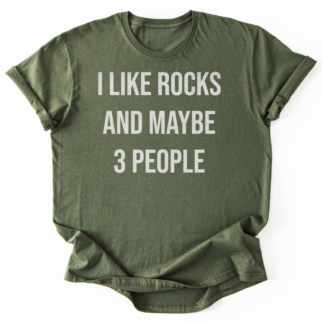 T-Shirt Military Green / S Rocks And 3 People T-Shirt