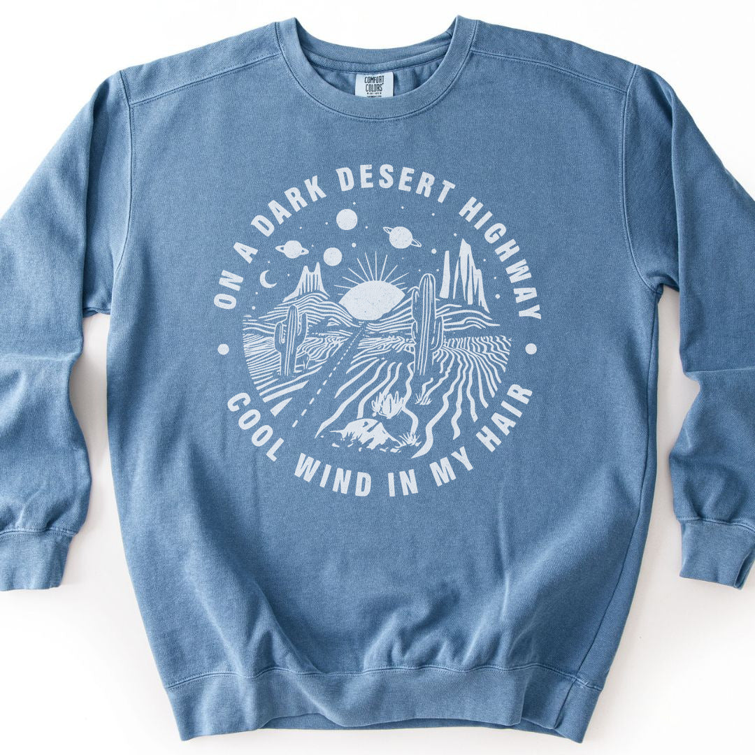Dark Desert Highway Premium Sweatshirt - Blue Jean