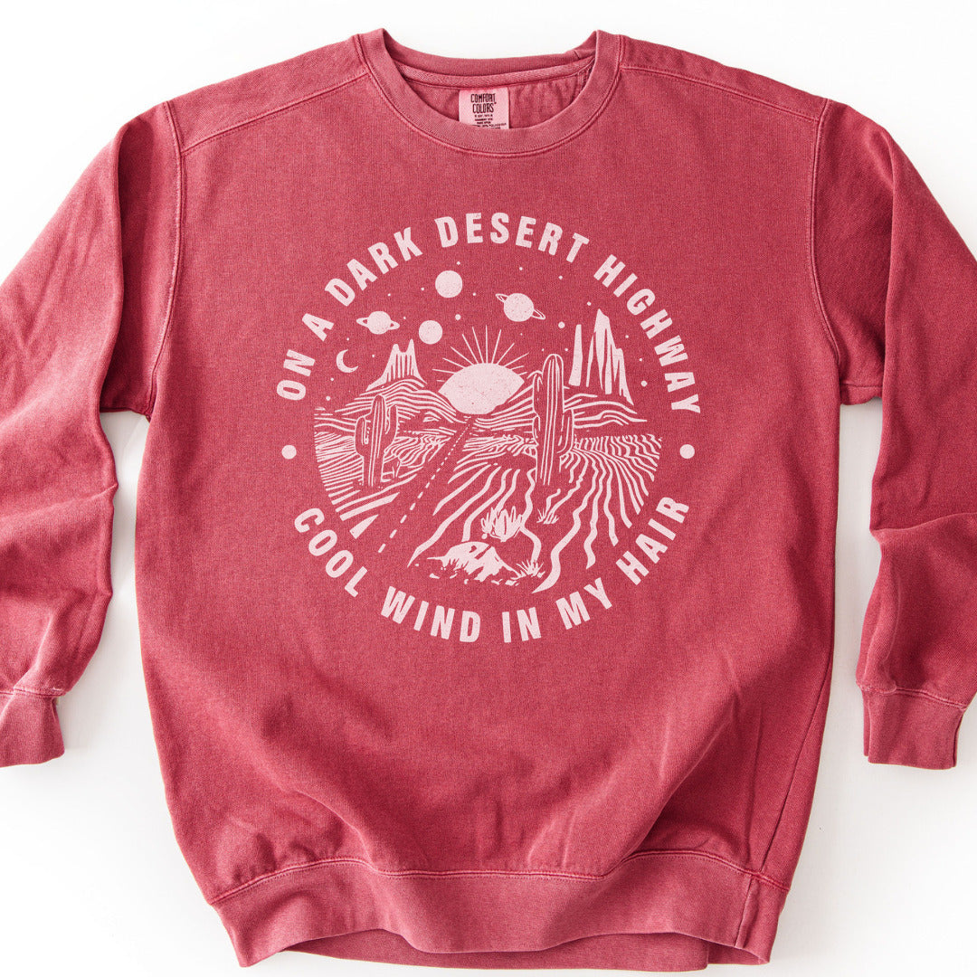 Dark Desert Highway Premium Sweatshirt - Crimson