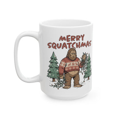 Merry Squatchmas Mug - 15oz white ceramic mug