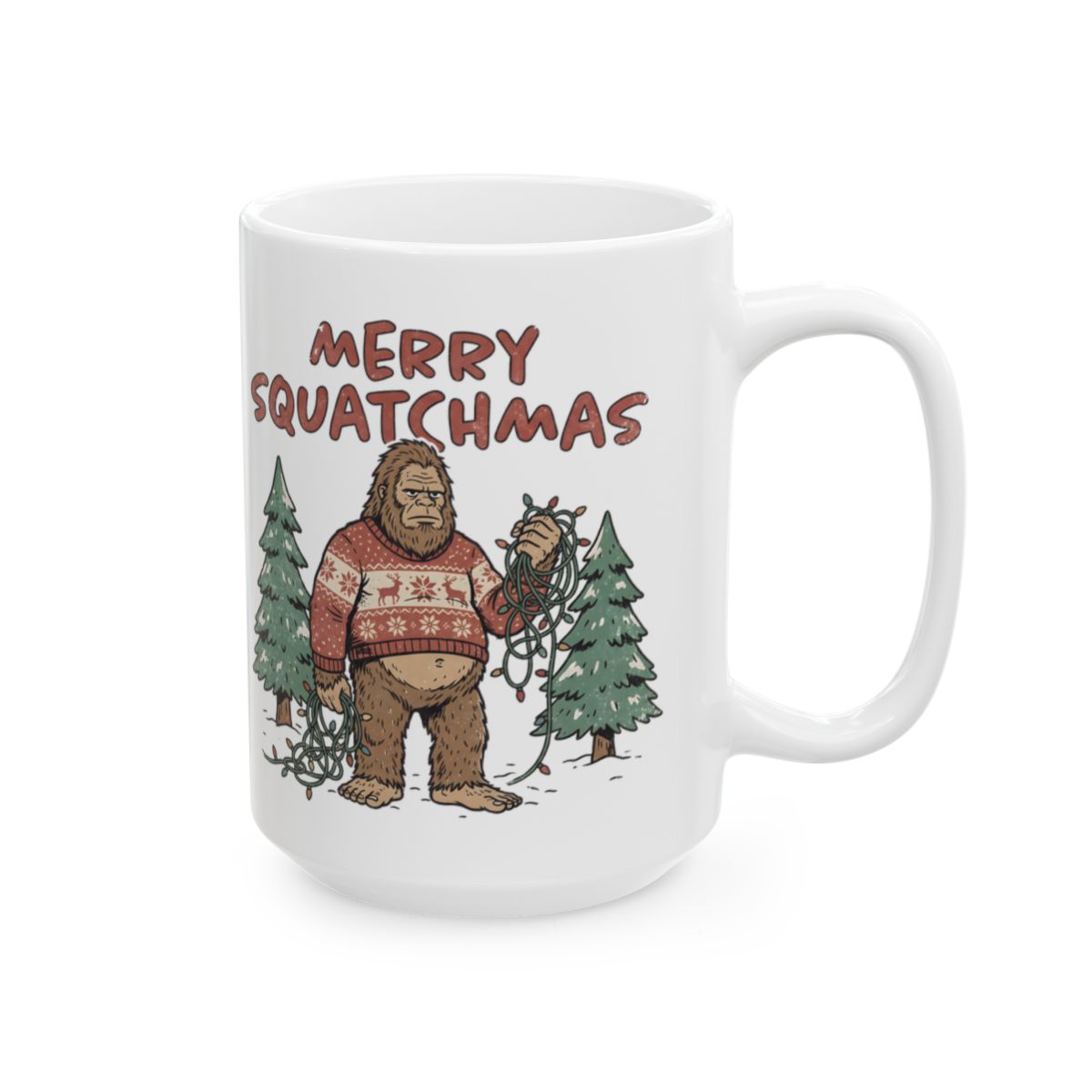 Merry Squatchmas Mug - 15oz white ceramic mug