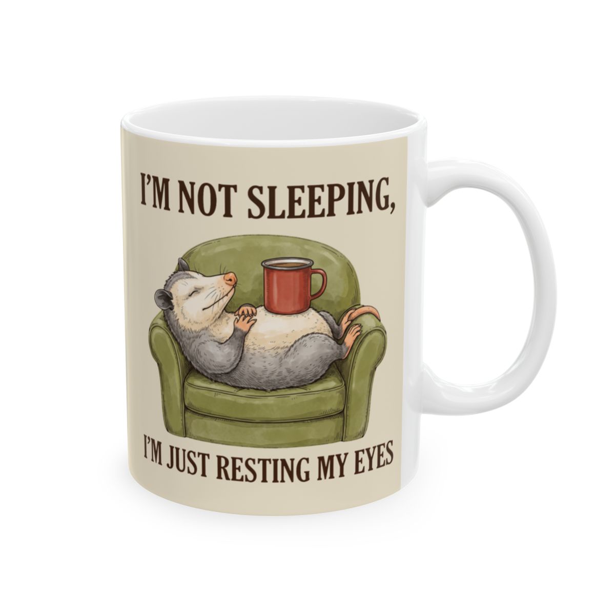 Resting Opossum Mug - 11oz white ceramic mug