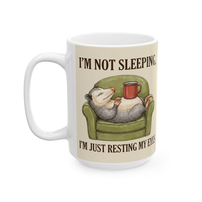 Resting Opossum Mug - 15oz white ceramic mug