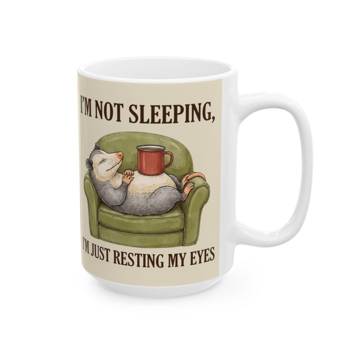 Resting Opossum Mug - 15oz white ceramic mug