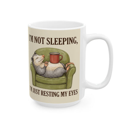 Resting Opossum Mug - 15oz white ceramic mug