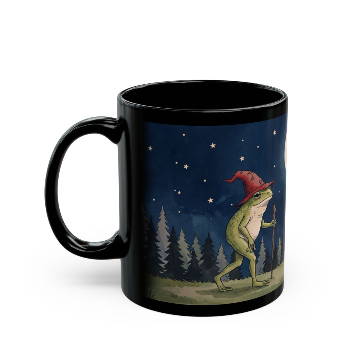 Night Forest Wizards Black Mug - 11oz black ceramic mug