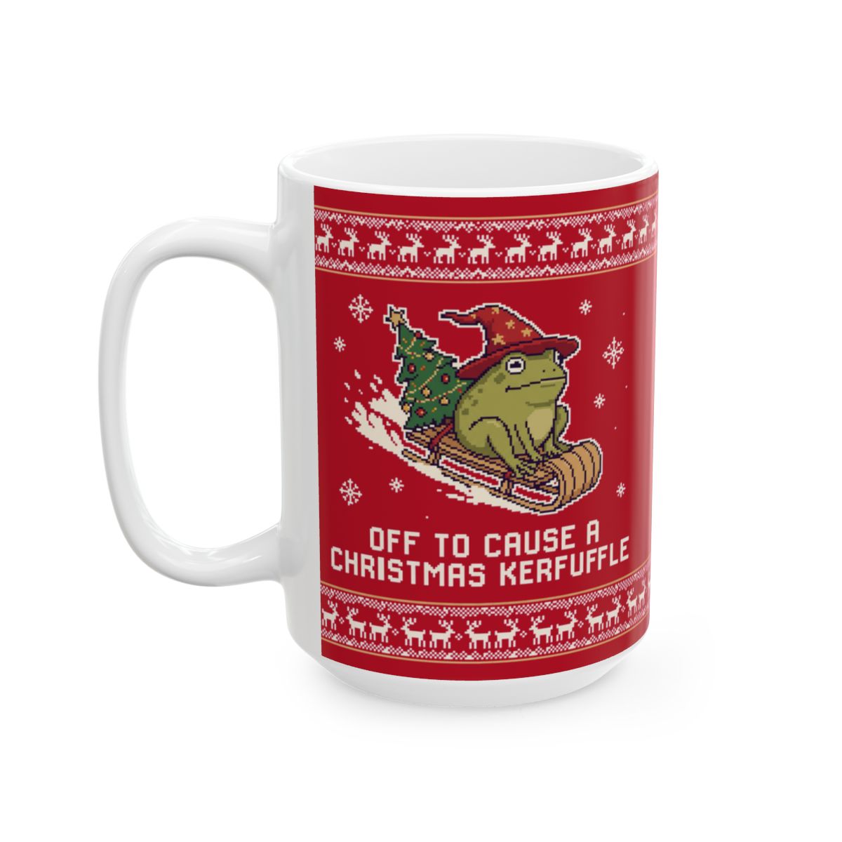 Christmas Kerfuffle Sweater Mug - 15oz white ceramic mug
