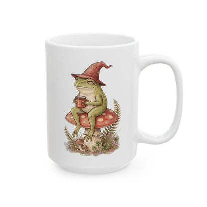 Frog Toadstool Tea Mug - 15oz white ceramic mug