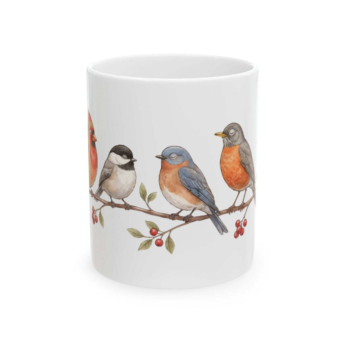 Songbird Berry Branch Mug - 11oz white ceramic mug