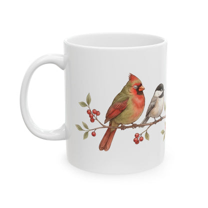 Songbird Berry Branch Mug - 11oz white ceramic mug