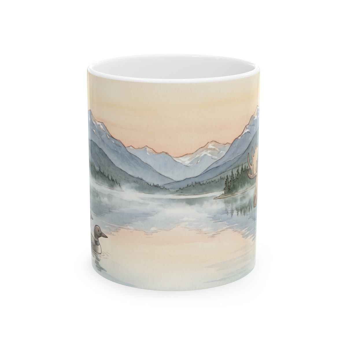 Misty Mountain Lake Mug - 11oz white ceramic mug