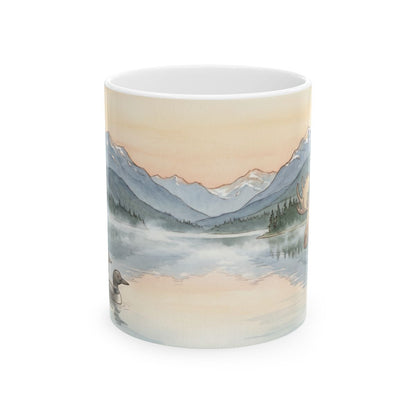Misty Mountain Lake Mug - 11oz white ceramic mug